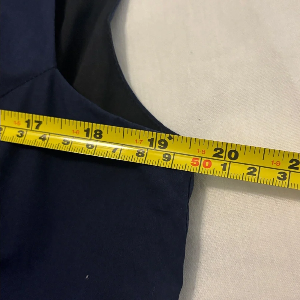 LL Bean Signature Navy Poplin Dress SZ 16 100% Cotton fit & flare lined midi - Picture 6 of 14